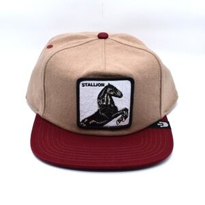 Goorin Bros Stallion Free Rider Wool Blend Snapback Hat Cap Tan Burgundy NWT